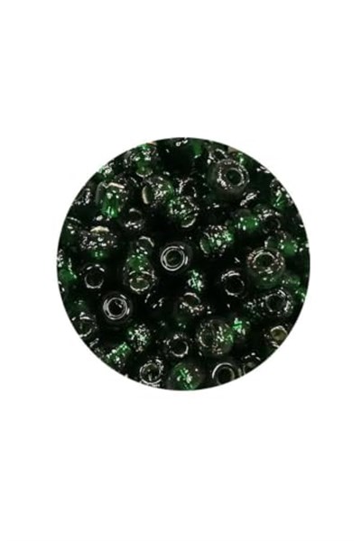 Dökme Cam Kum Boncuk Büyük Boy (6/0) 4 mm - 60 Gram - Şeffaf Koyu Yeşil - BNC136