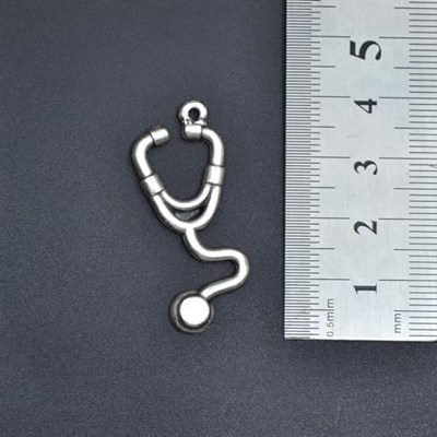 Doktor Steteskop Örme Zincir Kolye - Gümüş Kaplama - Erkek Kadın Kolye - No:1578