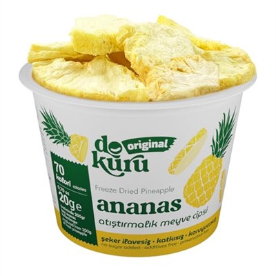Dokuru Original Ananas Atıştırmalık Meyve Cipsi - Dondurularak Kurutulmuş Ananas - 20 gr