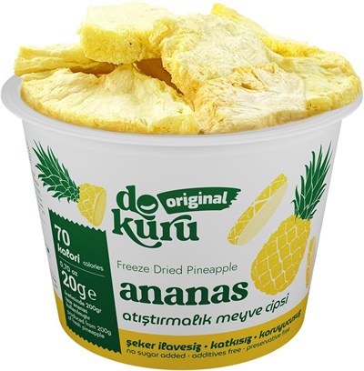 Dokuru Original Ananas Atıştırmalık Meyve Cipsi - Dondurularak Kurutulmuş Ananas - 20 gr