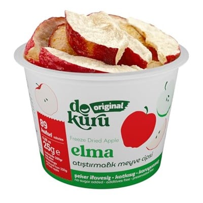 Dokuru Original Elma Atıştırmalık Meyve Cipsi - Dondurularak Kurutulmuş Elma - 25 gr