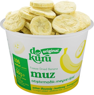 Dokuru Original Muz Atıştırmalık Meyve Cipsi - Dondurularak Kurutulmuş Muz - 30 gr