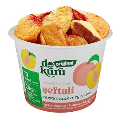 Dokuru Original Şeftali Atıştırmalık Meyve Cipsi - Dondurularak Kurutulmuş Şeftali - 20 gr