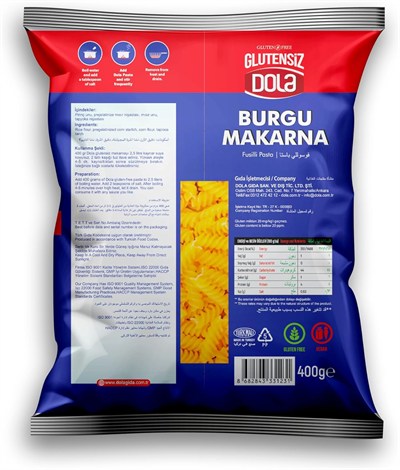 Dola Glutensiz Burgu Makarna 400 gr