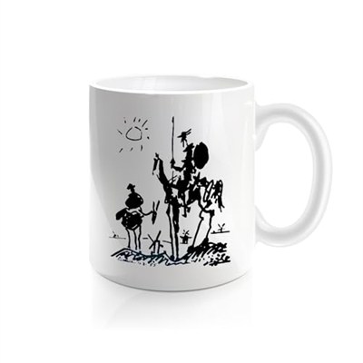 Don Kişot Kupa Bardak Coffee Mug Beyaz Kulplu Seramik Kupa