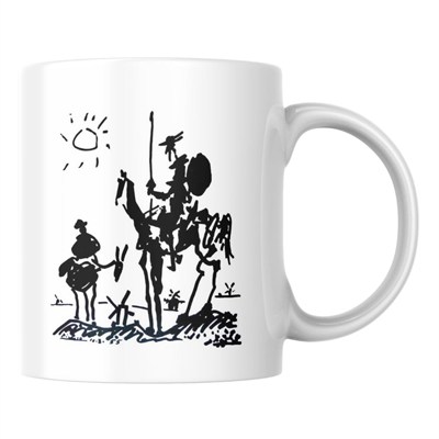 Don Kişot Kupa Bardak Coffee Mug Beyaz Kulplu Seramik Kupa