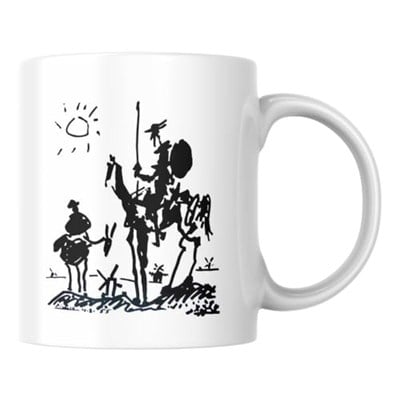 Don Kişot Kupa Bardak Coffee Mug Beyaz Kulplu Seramik Kupa