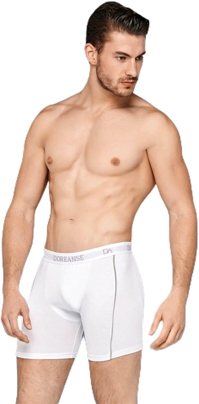 Doreanse Erkek Modal Çizgili Beyaz Normal Paça Boxer C0T8N7O1