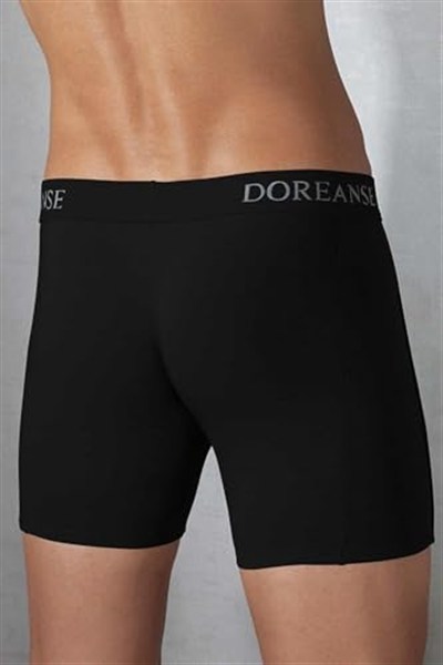 Doreanse Erkek Modal Çizgili Büyük Beden Normal Paça Siyah Boxer C0T8N7O1