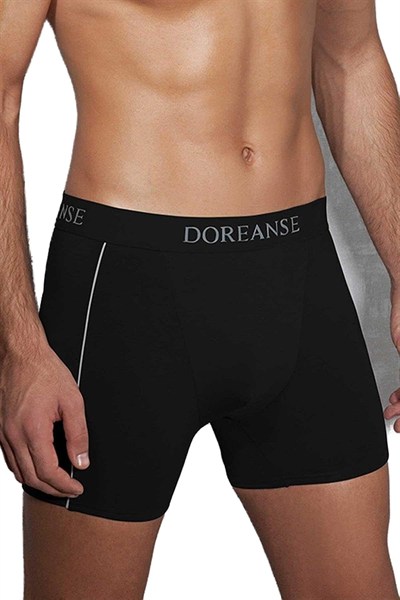Doreanse Erkek Modal Çizgili Büyük Beden Normal Paça Siyah Boxer C0T8N7O1