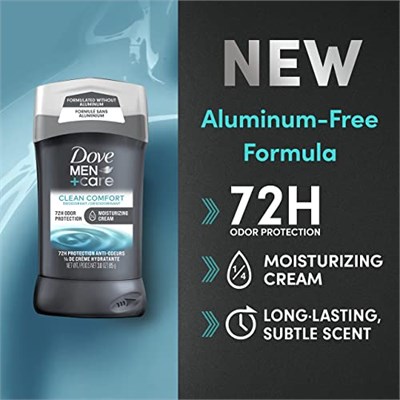 Dove Men+Care Deodorant Çubuk Alüminyumsuz Formül 48 Saat Korumalı Temiz Konfor Deodorant E Vitamini ve Üçlü Etkili Nemlendirici Erkekler için, 3 Ons (1 Paket)