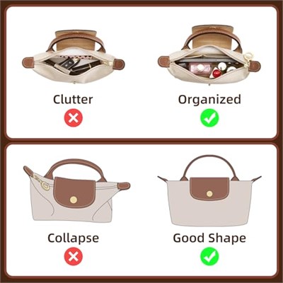 Doxo Keçe Longchamp Organizatör Ekleme, Le pliage Büyük ve Daha Fazlası ile Uyumlu Çanta Organizatörü - Seçenekler: Mini-Felt-5.9*1.9*3.5in, Mini