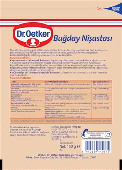 Dr. Oetker Buğday Nişastası 150 Gr