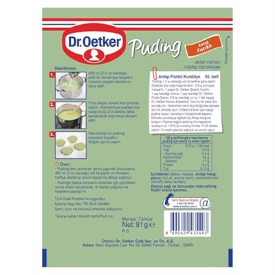 Dr. Oetker Puding Antep Fıstıklı 91 Gr