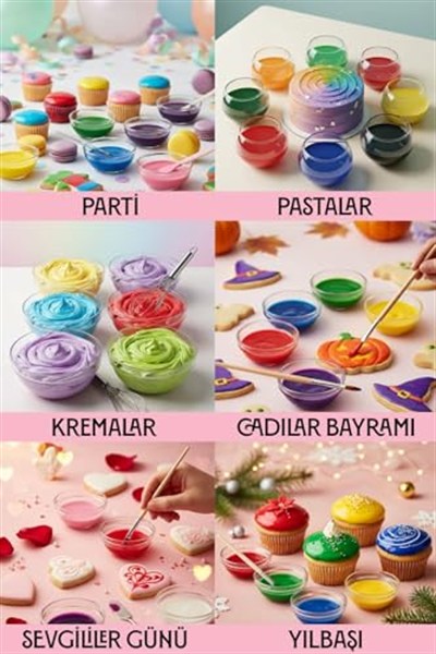 Dr. Gusto Su Bazlı Likit Sıvı Gıda Boyası 25 GR 8Lİ SET KIRMIZI, SARI, TURUNCU, YEŞİL, PEMBE, MAVİ, SİYAH,MOR