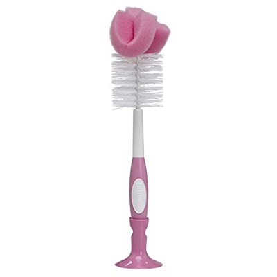 Dr. Browns Yeniden Kullanılabilir Sünger Biberon Temizleme Fırçası, Vantuz Standı, Scrubber ve Temizleyici, Pembe 1li Paket