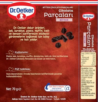 Dr. Oetker 70g Bitter - Çikolata Parçaları (Dekor)