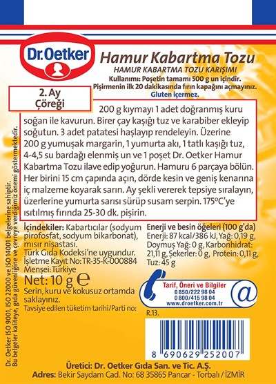 Dr. Oetker Hamur Kabartma Tozu 10lu (3 paketi)