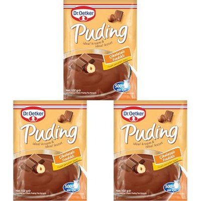 Dr. Oetker Puding Çikolatalı Fındık Aromalı 102 Gr 3lü paket