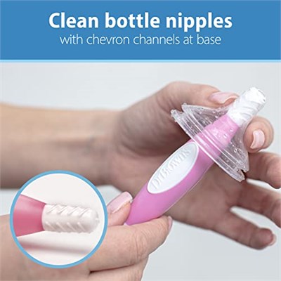 Dr. Browns Yeniden Kullanılabilir Sünger Biberon Temizleme Fırçası, Vantuz Standı, Scrubber ve Temizleyici, Pembe 1li Paket