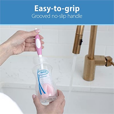 Dr. Browns Yeniden Kullanılabilir Sünger Biberon Temizleme Fırçası, Vantuz Standı, Scrubber ve Temizleyici, Pembe 1li Paket