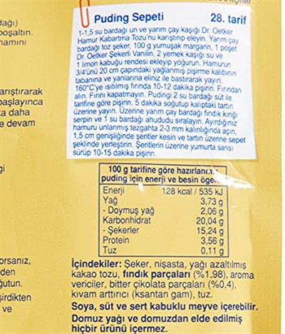 Dr. Oetker Puding Çikolatalı Fındık Aromalı 102 Gr 3lü paket