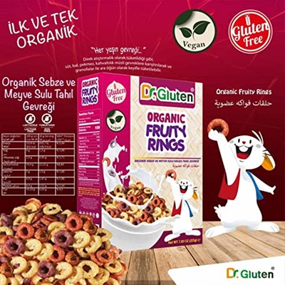 Dr. Gluten Organik Glutensiz Sebze ve Meyve Sulu Halka Tahıl Gevreği