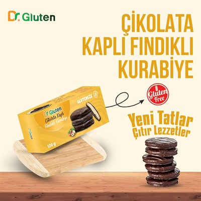 Dr. Gluten Glutensiz Çikolata Kaplı Fındıklı Kurabiye