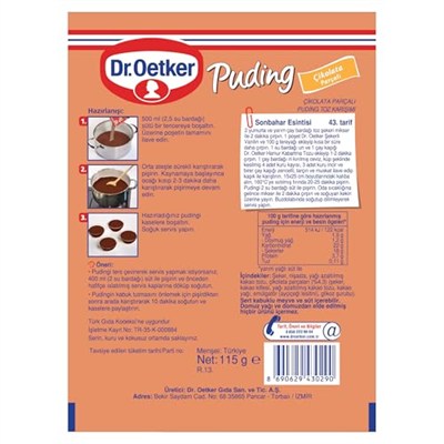 Dr. Oetker Çikolata Parçalı Puding 115 gr
