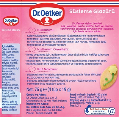 Dr. Oetker Süsleme Glazürü 76 Gr