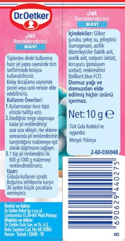 Dr. Oetker Renklendirici Jel Mavi 10 Gr
