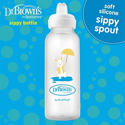 Dr. Browns 8 oz/250 ml PP Dar Ağız + Sippy Biberon Bardak, Tavşan, Tekli Paket
