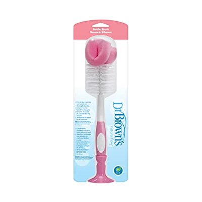 Dr. Browns Yeniden Kullanılabilir Sünger Biberon Temizleme Fırçası, Vantuz Standı, Scrubber ve Temizleyici, Pembe 1li Paket
