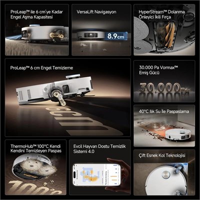 Dreame X50 Pro Ultra Complete Robot Süpürge Beyaz, 30.000pa Emiş Gücü