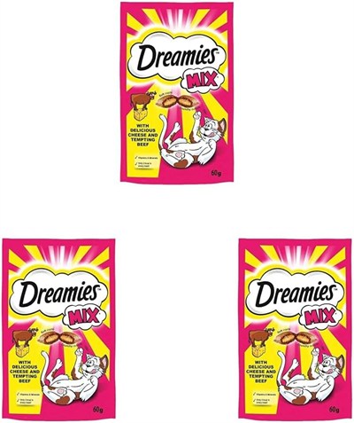 Dreamies Kuru Kedi Ödül Maması, Sığırlı ve Peynirli, 60 G