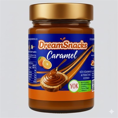 DreamSnacks Premium Portakallı Karamel,330 G Cam Kavanoz,Katkısız,Doğal Taze Süt Ürünleri ile hazırlanmış,Glutensiz,Ekmek Üzeri&Waffle& Krep&Dondurma&Tüm Tatlılar