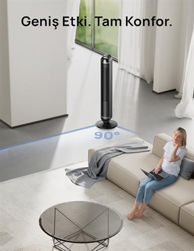 DREO 42 İnç Akıllı Kule Tipi Fan, 9 m/s Yüksek Hızlı Serinletme, 9 Hız Kademesi, 25 dB, 4 Çalışma Modu, 90° Salınım, 12 Saat Zamanlayıcı, Wi-Fi/Alexa/Uzaktan Kumanda Desteği