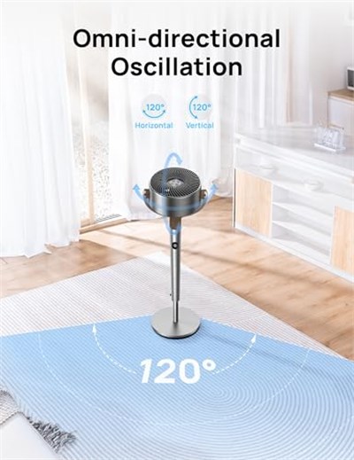 Dreo Yatak Odası için Ayaklı Fan, 8 Hız & 6 Mod, 23 dB Ultra Sessiz Motor, 120° Yatay/Dikey Salınım, 26m Rüzga Mesafesi, Zamanlayıcı & Uzaktan Kumanda, T - Seçenekler: 28D x 28G x 105.3Y santimetre...