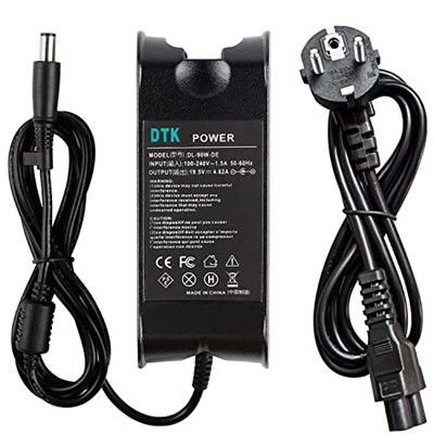 DTK® Şarj cihazı LA90PM111 19,5V 4,62A 90W Notebook Laptop şarj kablosu AC güç kaynağı Dell inspiron XPS fiş şarj cihazları taşınabilir bilgisayar için güç kaynağı [7,4 mm x 5,0 mm]