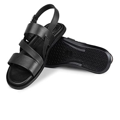 Ducavelli Roma Hakiki Deri Erkek Sandalet, Hakiki Deri Sandalet, Ortopedik Taban Sandalet, Hafif Deri Terlik