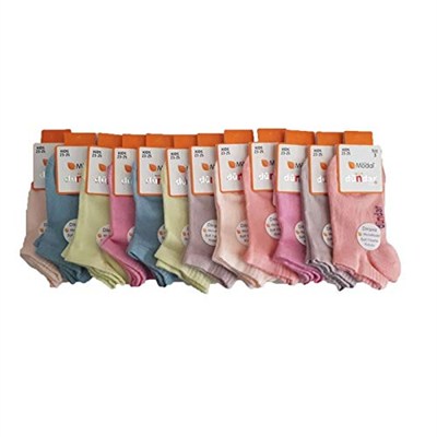 Dündar Kız Çocuk Modal Dikişsiz Patik Kısa Çorap 12 li paket Karışık 9-10 yaş