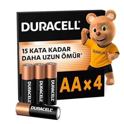 Duracell AA Alkalin Kalem Pil (4lü paket) 1,5 V LR6/MN1500