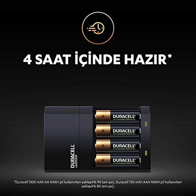 Duracell Cef 14 Pil Şarj Cihazı, 4 Saat (1 Adet) Ve Şarj Edilebilir AA Ve AAA Pil (2Şer Adet)