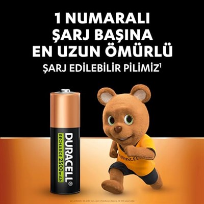 Duracell Şarj Edilebilir AA Kalem Pil (2Li Paket), 2500 Mah Nimh, Önceden Sarj Edilmiş, Şarj Edilebilir Pilimiz