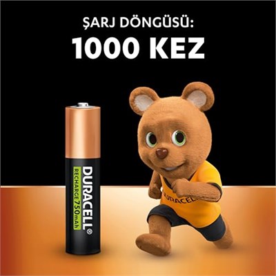 Duracell Şarj Edilebilir AAA Ince Kalem Pil (2Li Paket) 750 Mah Nimh, 1000 Sarj Döngüsü, Önceden Sarj Edilmiştir - Seçenekler: 750mAh, 750mAh 2li paket