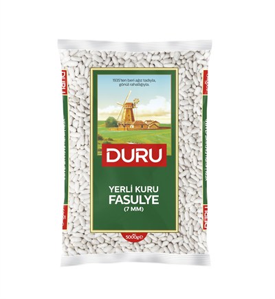 Duru 7 mm Kuru Fasulye 5 Kg, Kabuk Bırakmaz, Küçük Taneli, Lif ve Protein Kaynağı, Yerli Üretim