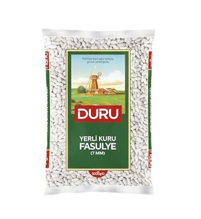 Duru 7 mm Kuru Fasulye 5 Kg, Kabuk Bırakmaz, Küçük Taneli, Lif ve Protein Kaynağı, Yerli Üretim