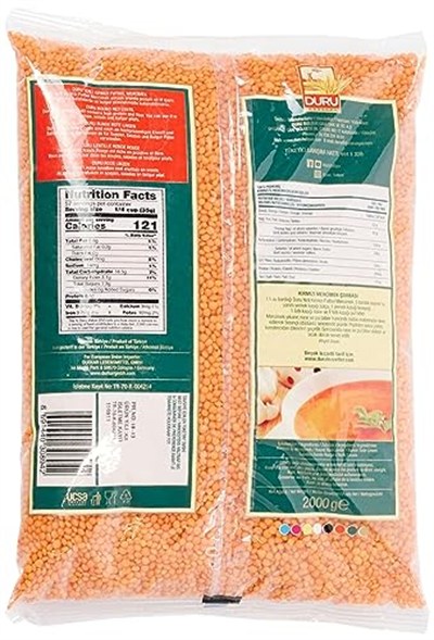 Duru Bakliyat Kırmızı Futbol Mercimek, 2kg