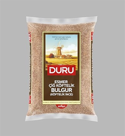 Duru Esmer Köftelik İnce Bulgur (Çiğ Köftelik) 2000g – Doğal Taş Değirmende Üretilmiş, Kolay Yoğrulan, Lif ve Protein Kaynağı
