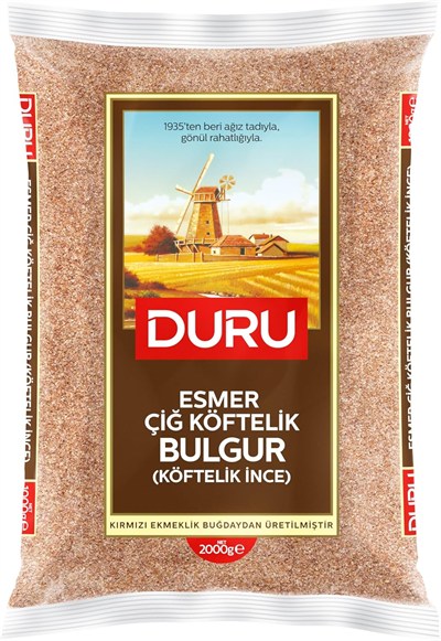 Duru Esmer Köftelik İnce Bulgur (Çiğ Köftelik) 2000g – Doğal Taş Değirmende Üretilmiş, Kolay Yoğrulan, Lif ve Protein Kaynağı